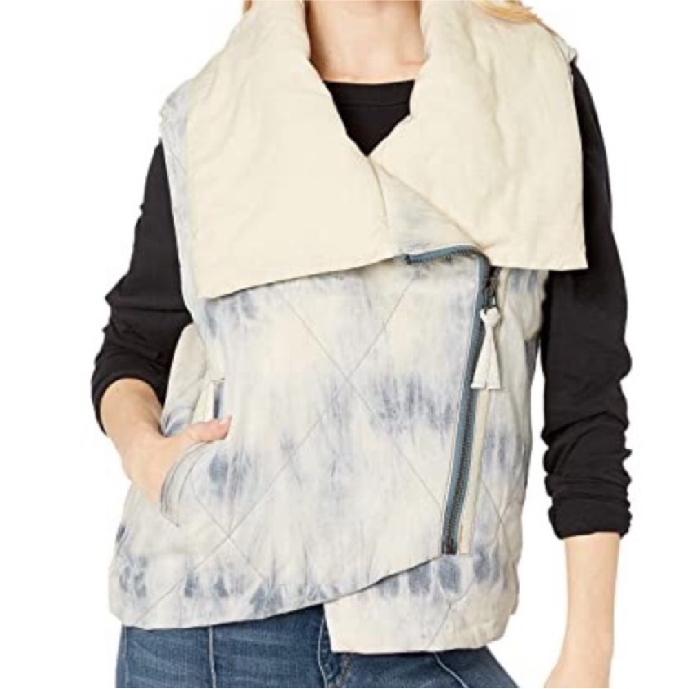 Free People Women  Sherpa Lined Tie Dye Puffer Vest Boho Cottagecore Small